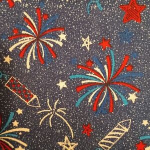 Patriotic Fireworks Cotton Print Fabric - Red, White & Blue